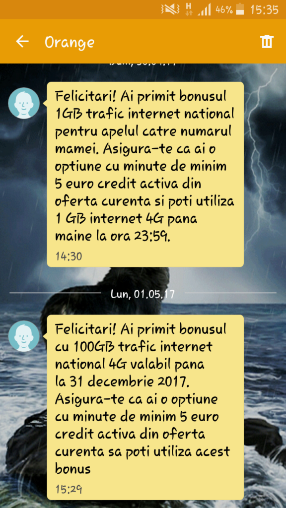 Bonus 100 GB internet Orange.