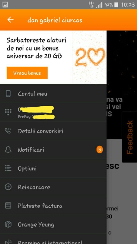 Bonus 20 gb – Orange